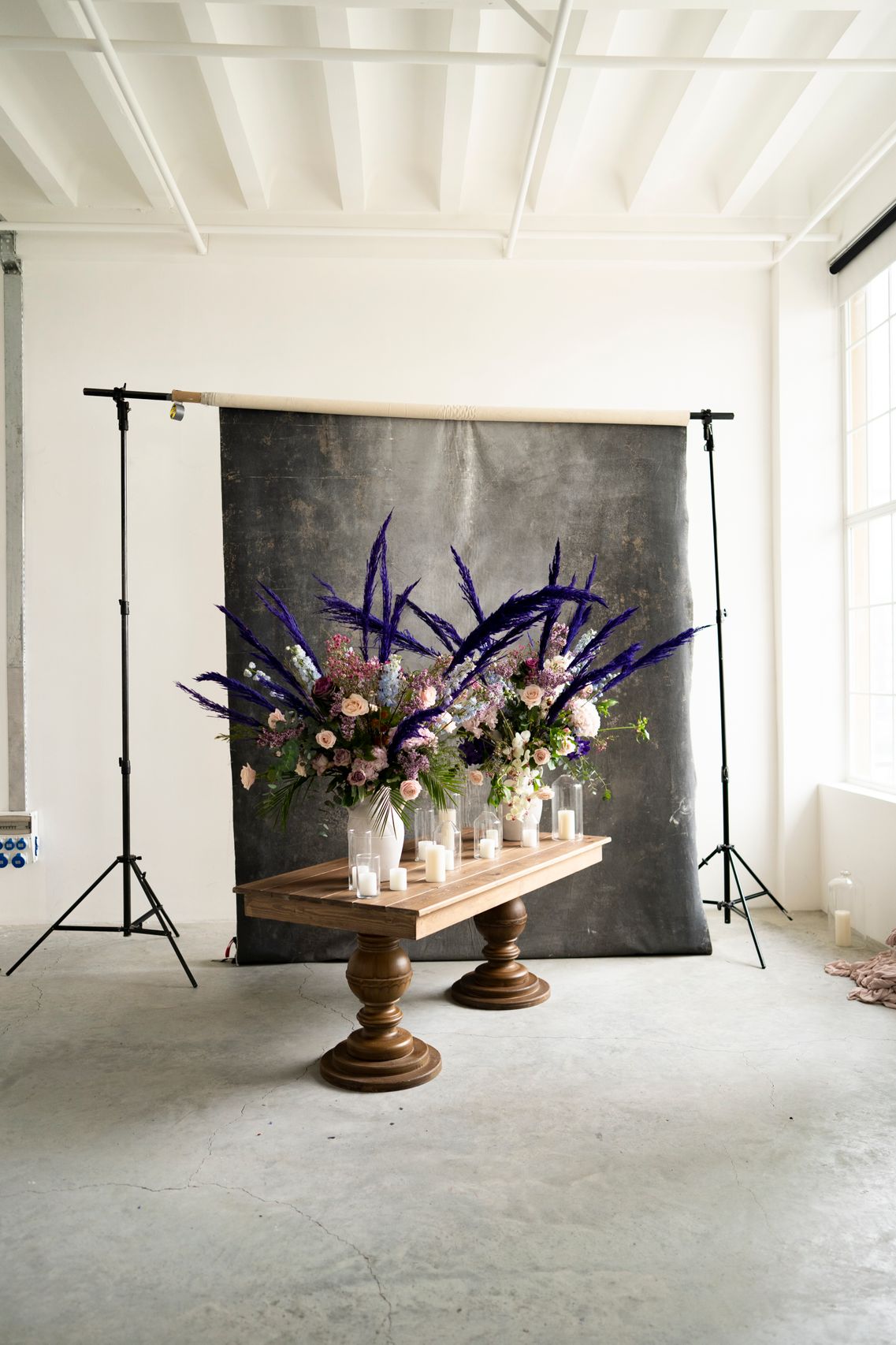 Studio interior with wooden table